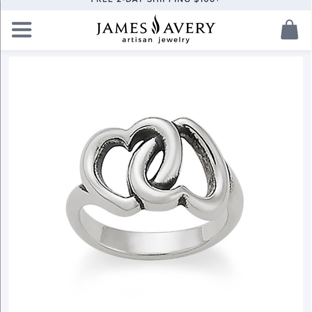 James Avery linked hearts ring